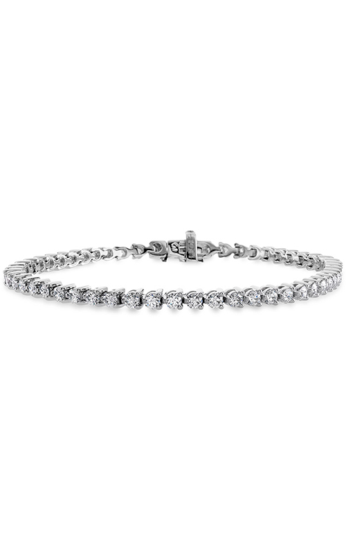 A white gold diamond tennis bracelet on a white background