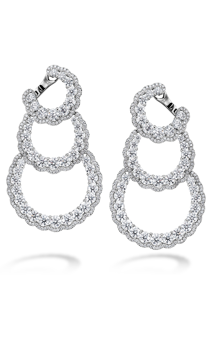 A platinum drop earrings on a white background
