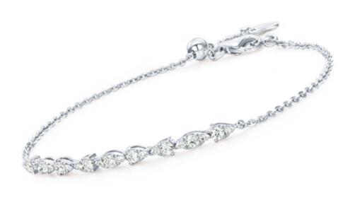 A close-up of a white gold Hearts on Fire Aerial bracelet, available at Chrono Jewelry.