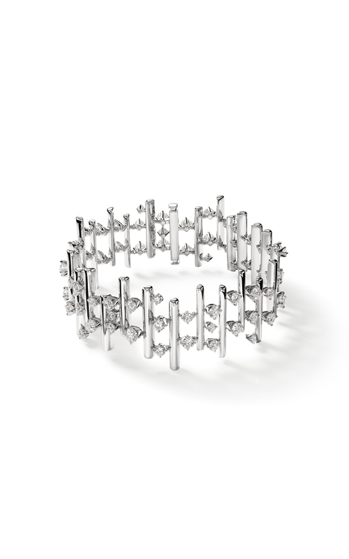 A white gold multi raw diamond bracelet