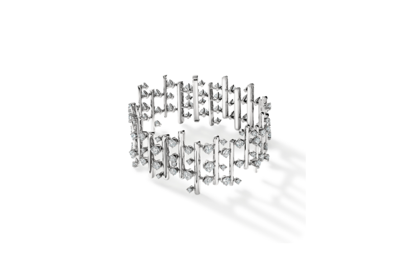 A multi-row diamond bracelet.