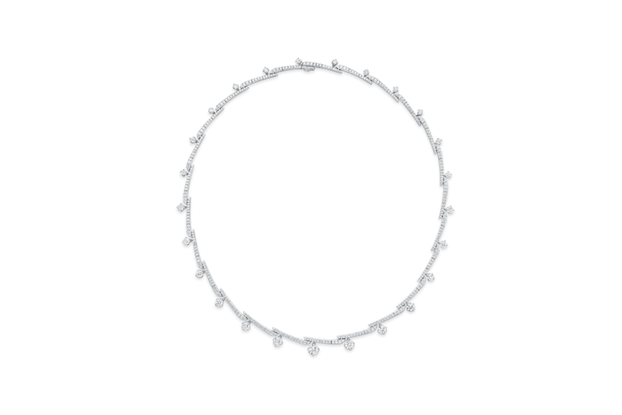 A pav&eacute;-set diamond necklace.